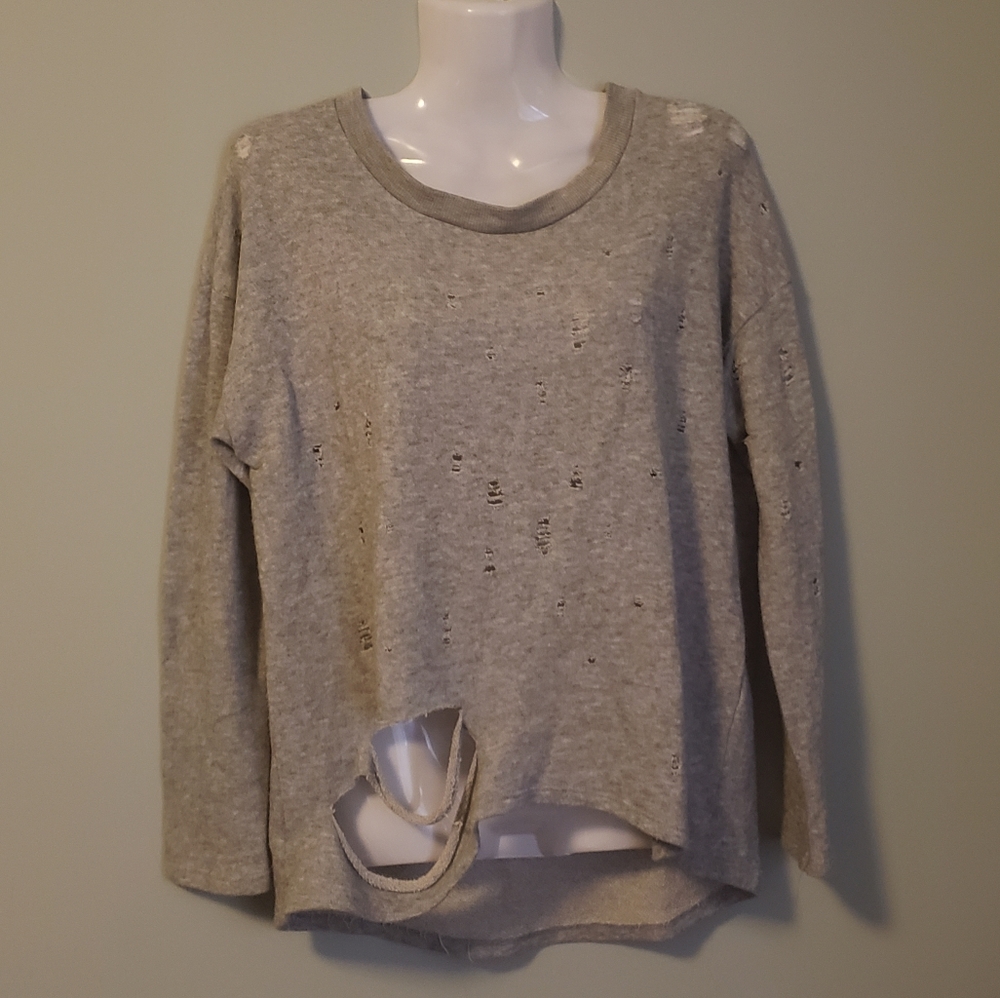 Pookie & Sebastian Grey Destructed Sweater